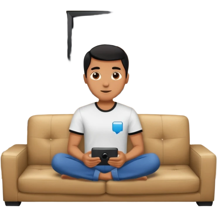 A man photographed from behind, sitting on a sofa and watching the news on TV on a modern flat screen. The setting is a living room. emoji