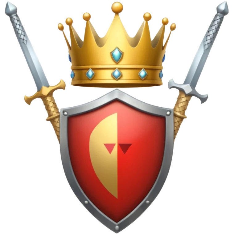 Powerful emoji with only sword, shield and crown emoji