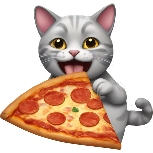 Cat eating a pizza emoji