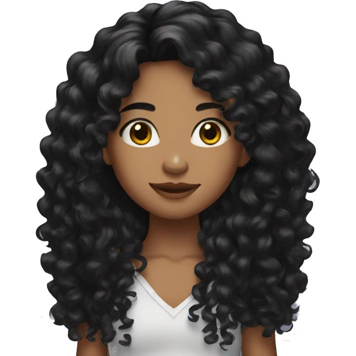 girl long black curly hair emoji