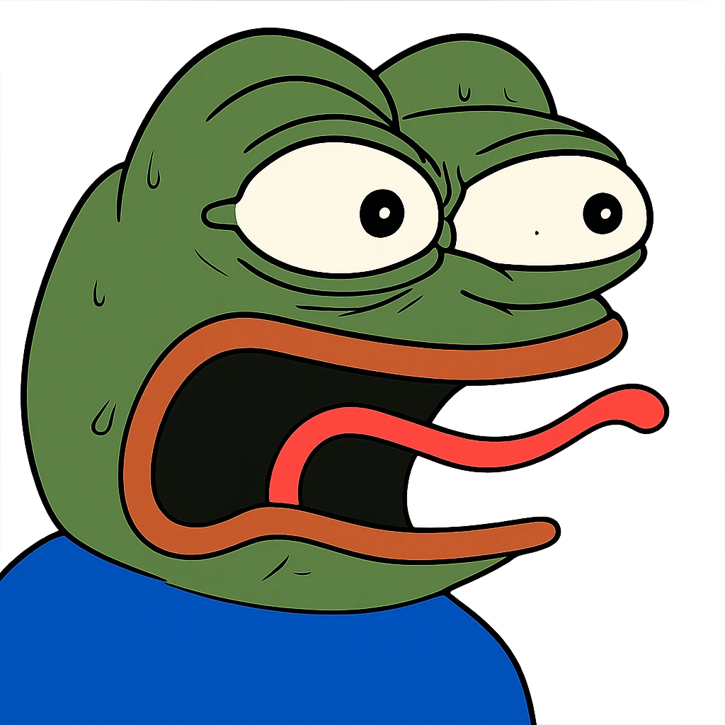 shocked Пэпэ meme with exaggerated facial features emoji