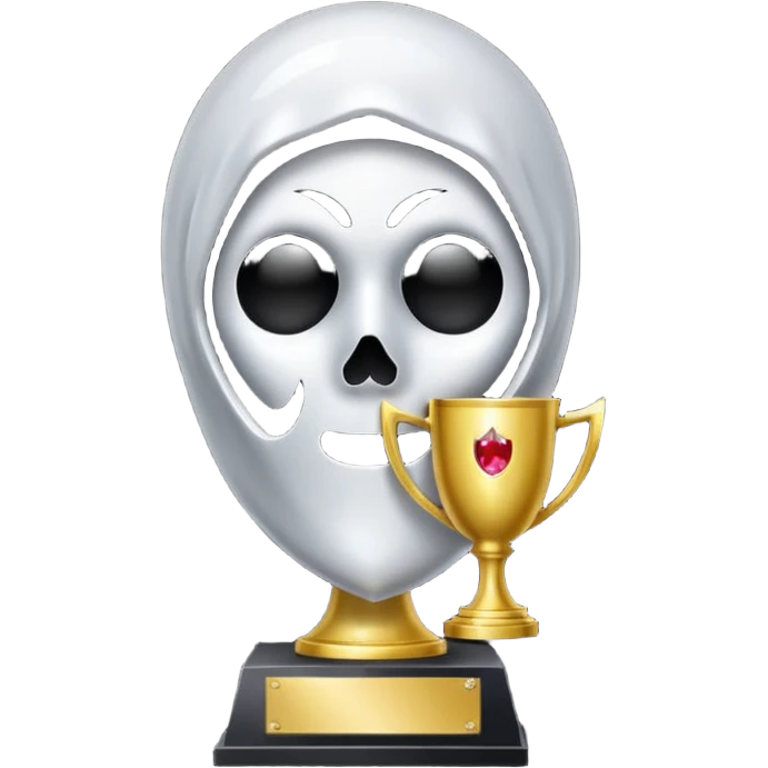glitter trofeu com a cara do ghostface branco emoji