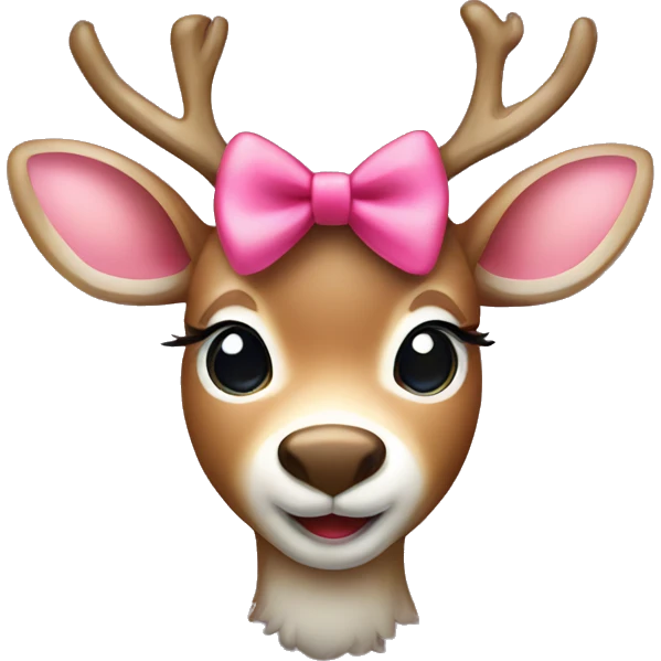 cute feminine reindeer deer with pink bow and a red nose  emoji