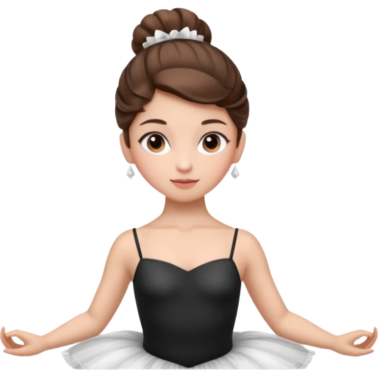 Cinematic Realistic Ballerina Portrait, depicted with lifelike skin texture, subtle rosy undertones, and soft natural lighting that enhances the gentle contours of her face. Her intricately detailed Brunette hair is elegantly styled in an updo, emoji