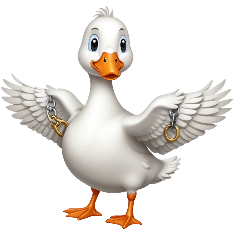 A plain white goose wearing handcuffs being arrested  emoji