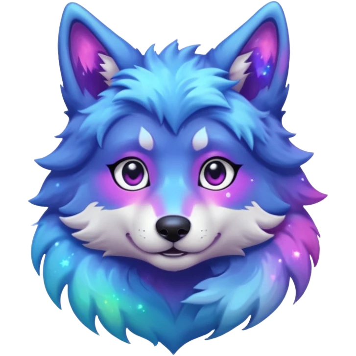 anthropomorphic anthro kawaii cute colorful shiny pastel nebula furry wolf-fursona furry  (half body) emoji