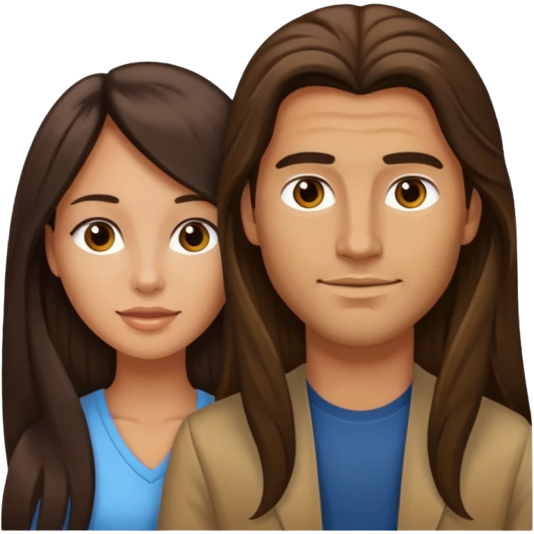 Brunette woman cock long haired man emoji
