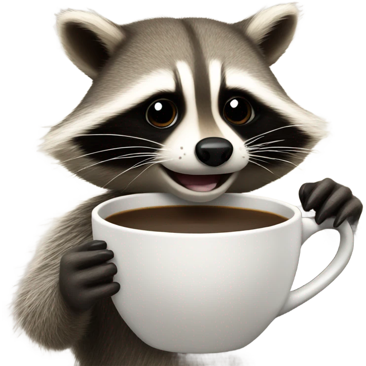 Raccoon holding a cup of coffee emoji