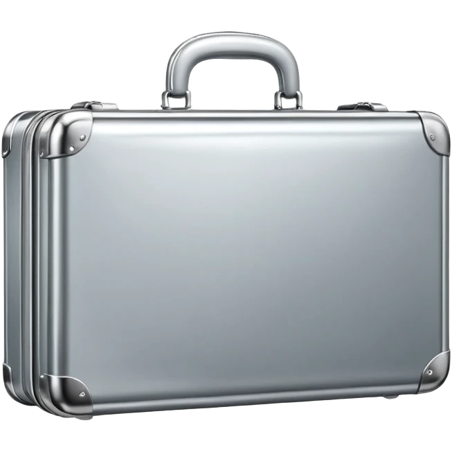 A luxury briefcase emoji made of polished silver chrome, smooth rectangular shape, metallic reflections, minimal high-end design, swag business aesthetic, iOS emoji style, centered, clean white background
 emoji