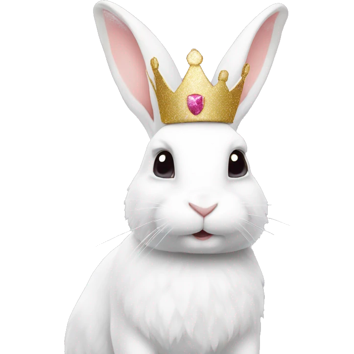 White rabbit with a glitter crown  emoji