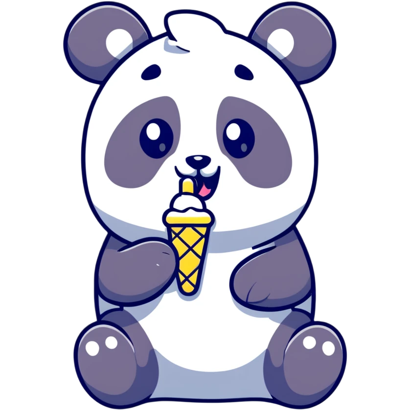 Panda eating ice cream emoji