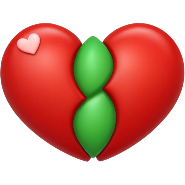 two hearts orbiting each other. one is red, the other is green emoji