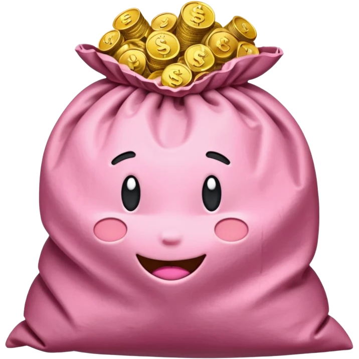cash spilling out the top of a pink sack emoji