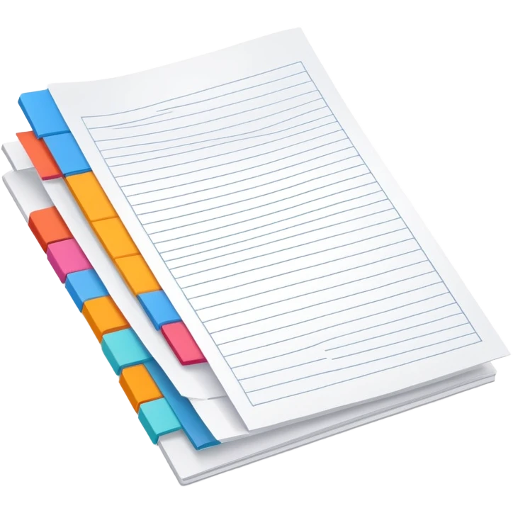  folded marketing sheet with colored tabs and layout lines emoji
