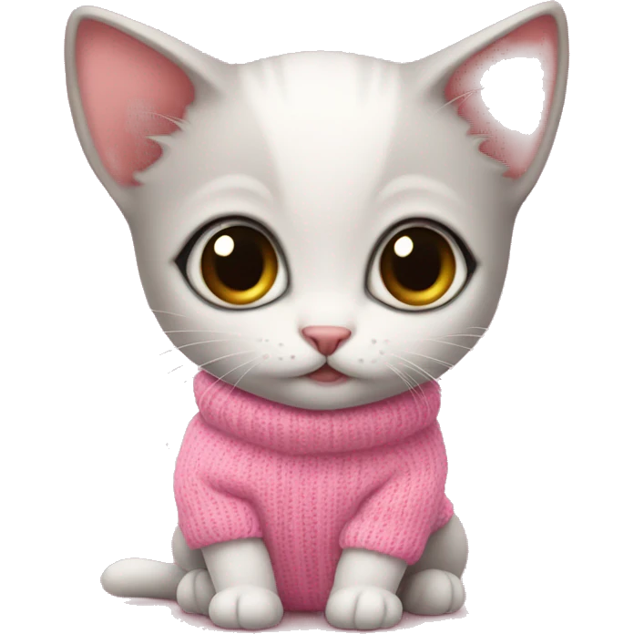 Cute Little Baby kitten with big eyes wearing a pink Cozy Sweater emoji