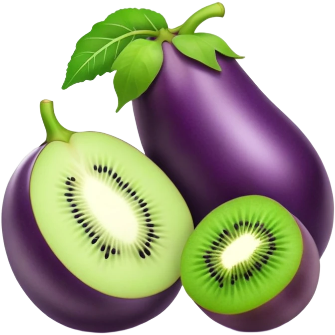 Eggplant holding 2 kiwis emoji
