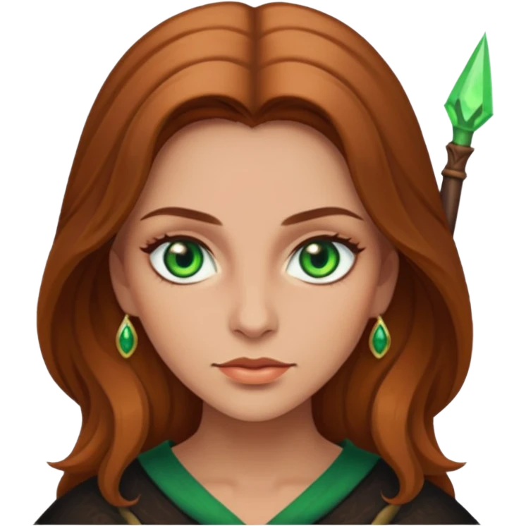 Bruja ojos verdes pelo castaño claro emoji