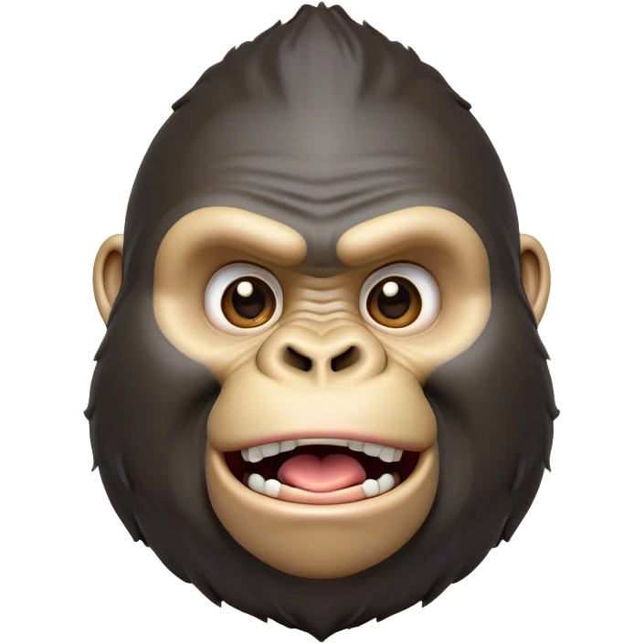 Cinematic Comical Gorilla Portrait Emoji, Head tilted dramatically with an exaggeratedly shocked expression, featuring a robust build with wide, comically expressive eyes full of humorous disbelief, Simplified yet hilariously expressive features, highly detailed, glowing with a slightly sassy jungle glow, high shine, dramatic yet playful, stylized with an air of quirky primate attitude, soft glowing outline, capturing the essence of a meme-worthy gorilla that appears ready to side-eye its way into viral fame! emoji