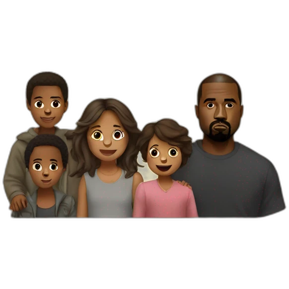 Kanye West avec ses enfants emoji