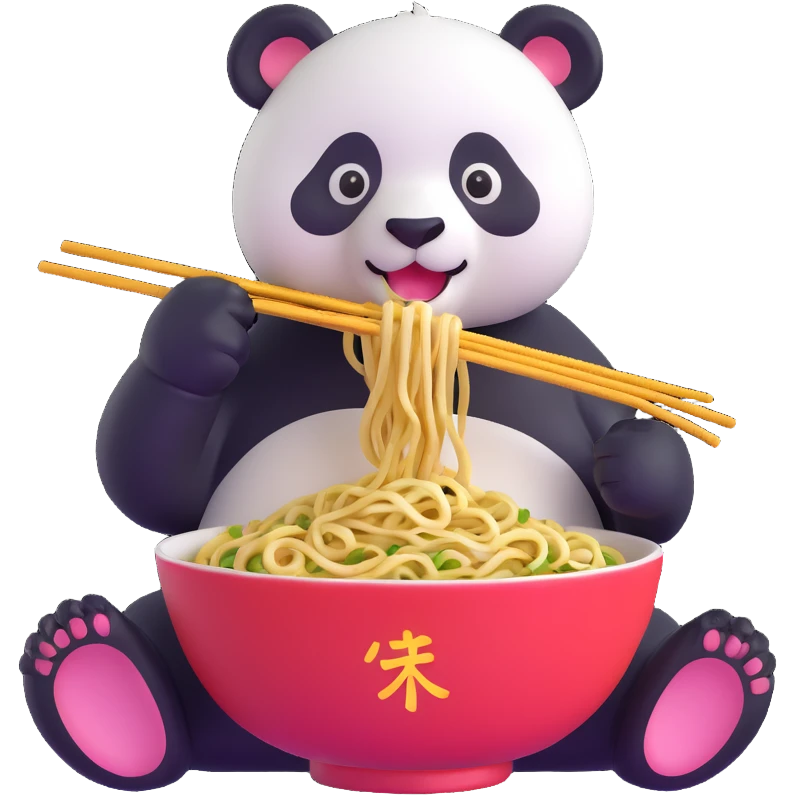 panda eating Chinese noodles emoji