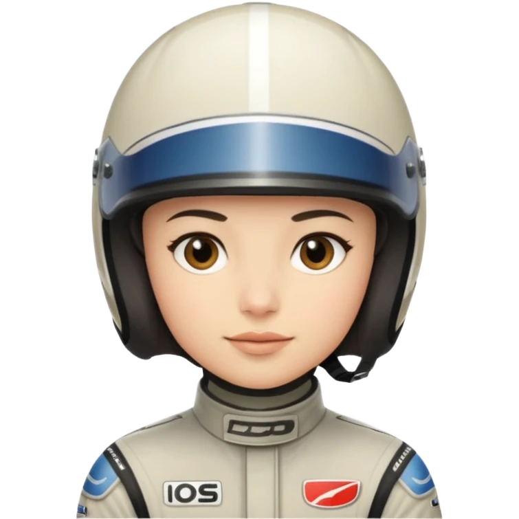 A light-skinned person with short dark hair, wearing a racing helmet and an oval face with a neutral look. emoji