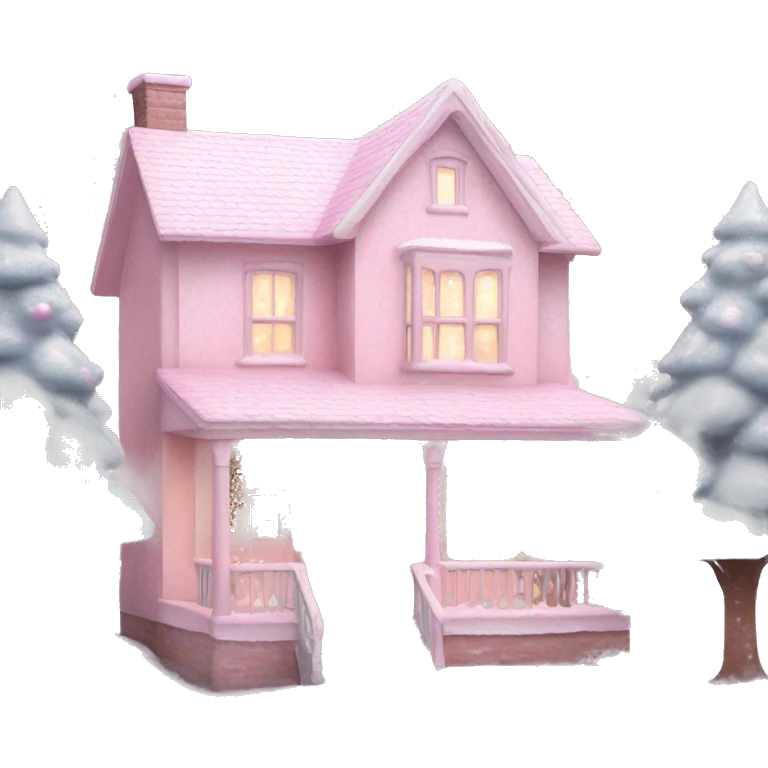 Pastel pink Christmas house realistic  emoji