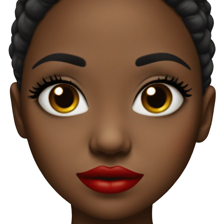 black girl, red lips, long eyelashes emoji