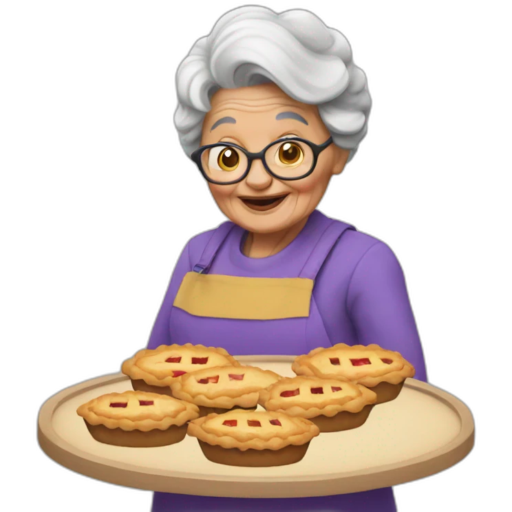 Granny with pies emoji