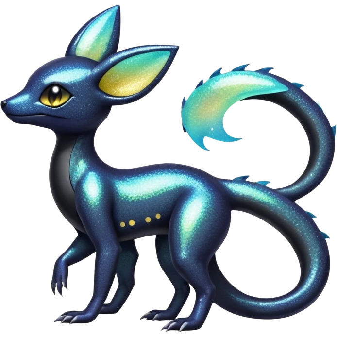 Pastel Iridescent Shiny Sparkly Exotic Salandit-Umbreon-Fakémon-hybrid-creature (full body)  emoji