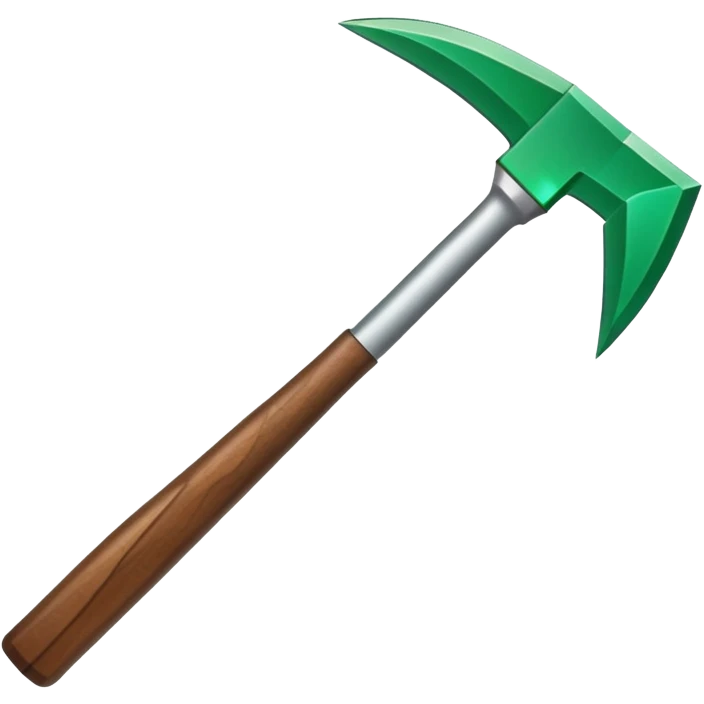 Minecraft hoe with brown handle and emerald green blade emoji