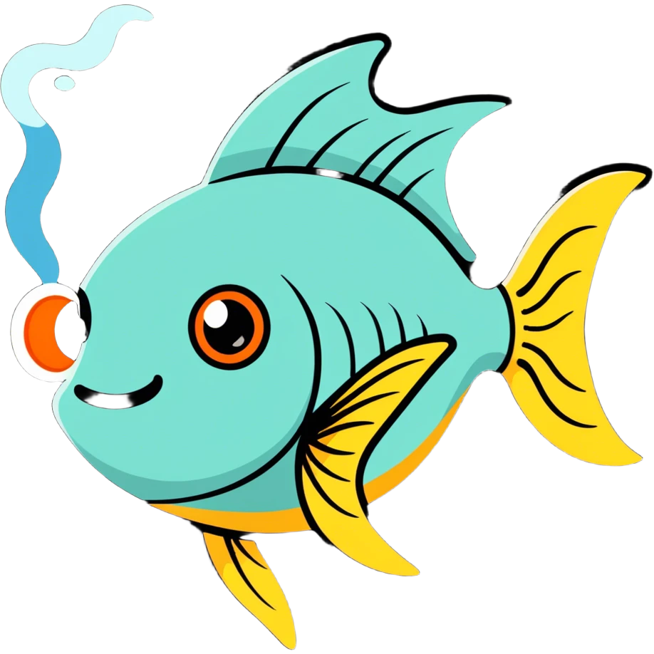 Stoned fish smoking a blunt with their fins emoji