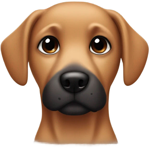 cute brown dog with black nose and black around eyes  emoji
