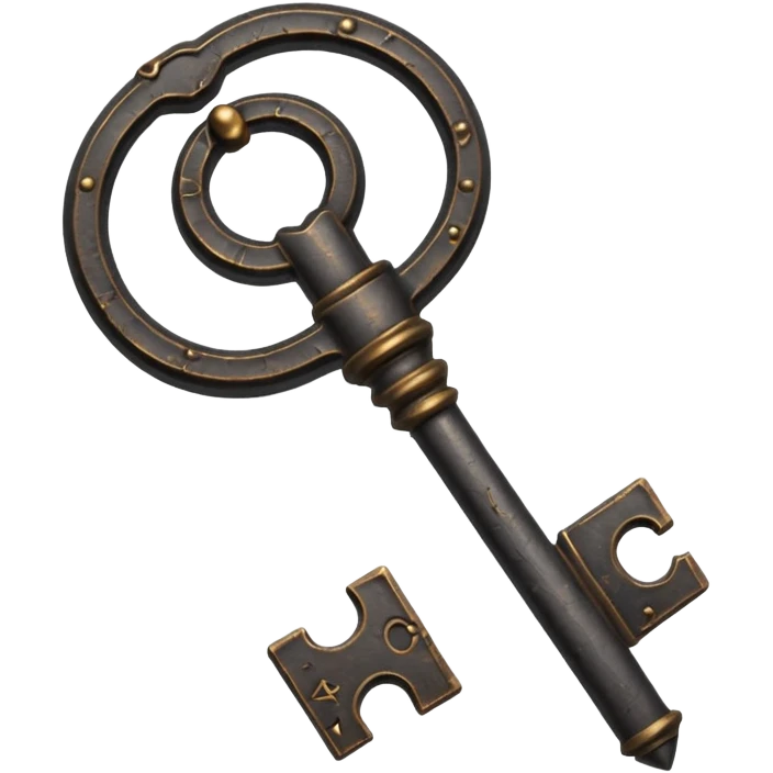 iOS style emoji, minimal ancient key, dark fantasy emoji