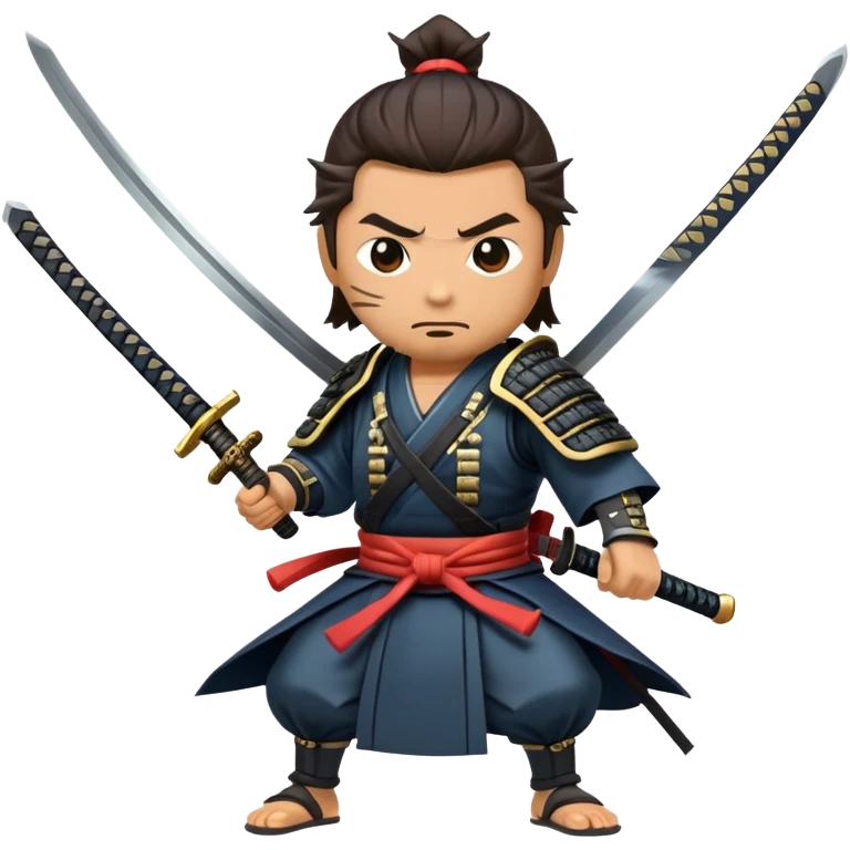 japanese samurai with two swords, crossed swords motion emoji