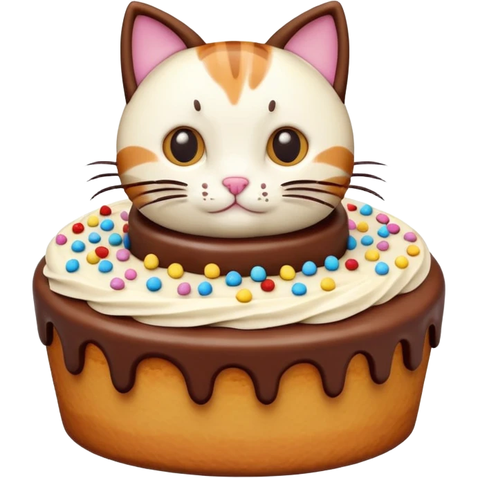 Cute cake with a cat on it. The cake looks delicious emoji