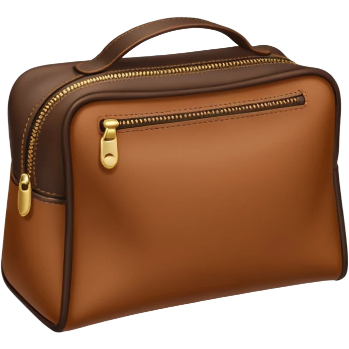 Brown Cosmetic Bag with cosmetics emoji