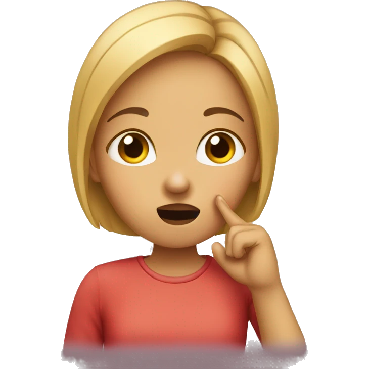 a girl doing shhh emoji