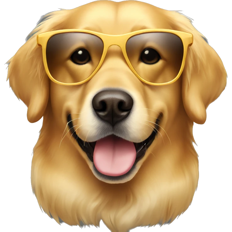 Golden retriever with sun glasses emoji