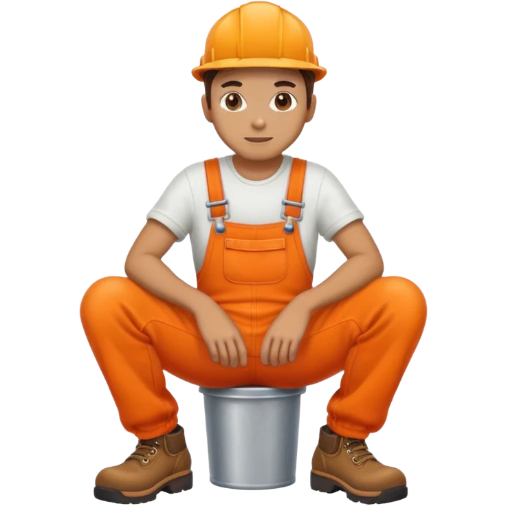 orange overalls sitting down emoji