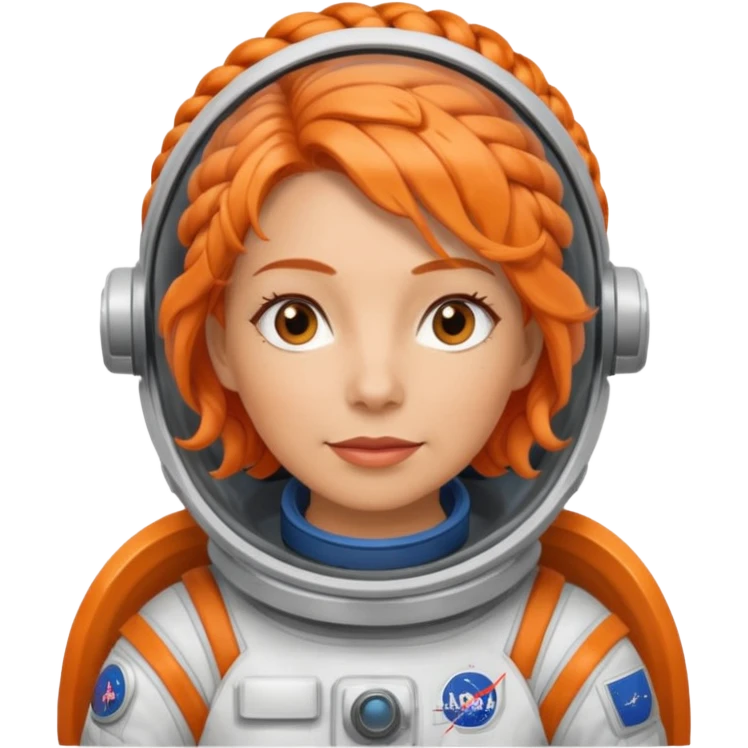 Astronauts, Middle-age, female, orange braided hair emoji