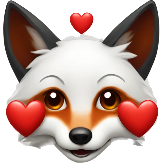 dark red fox face with tiny red heart instead of eyes emoji