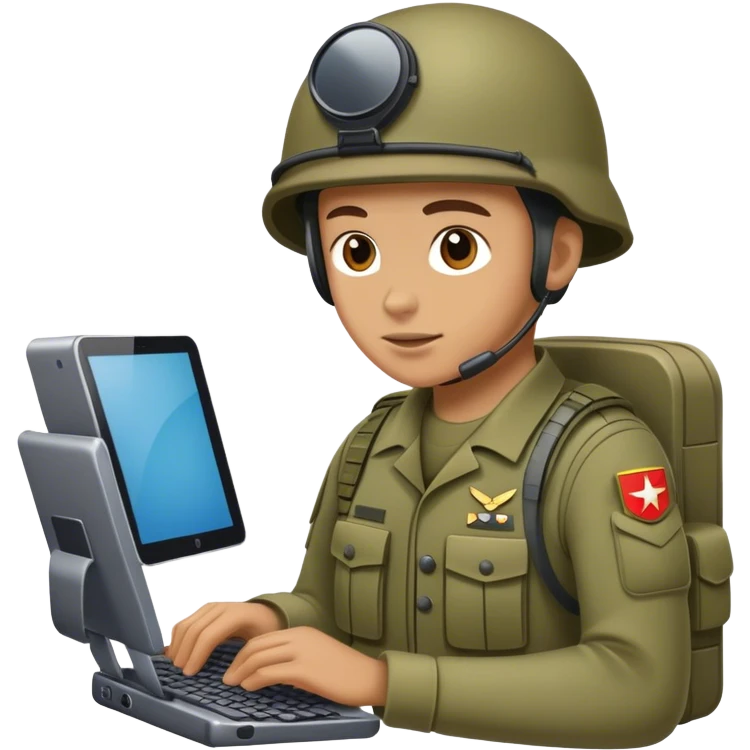 Soldier on a computer portable emoji