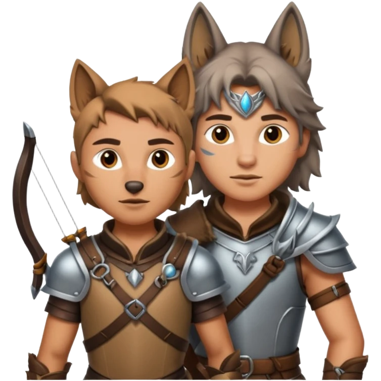 un archer avec un loup de conpagnie emoji