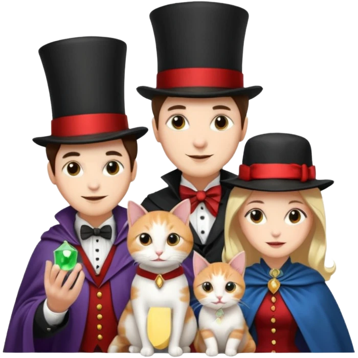 magician couple and their pet cat emoji