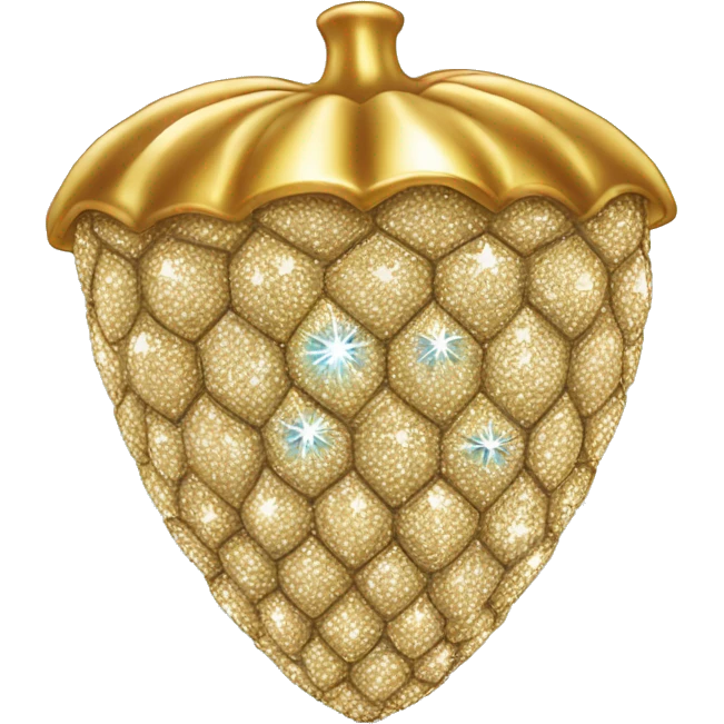a diamond acorn, sparkling, gold top emoji