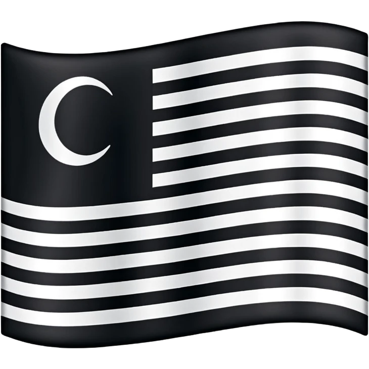 A simple flag with three black horizontal lines and three white horizontal lines, no stars emoji