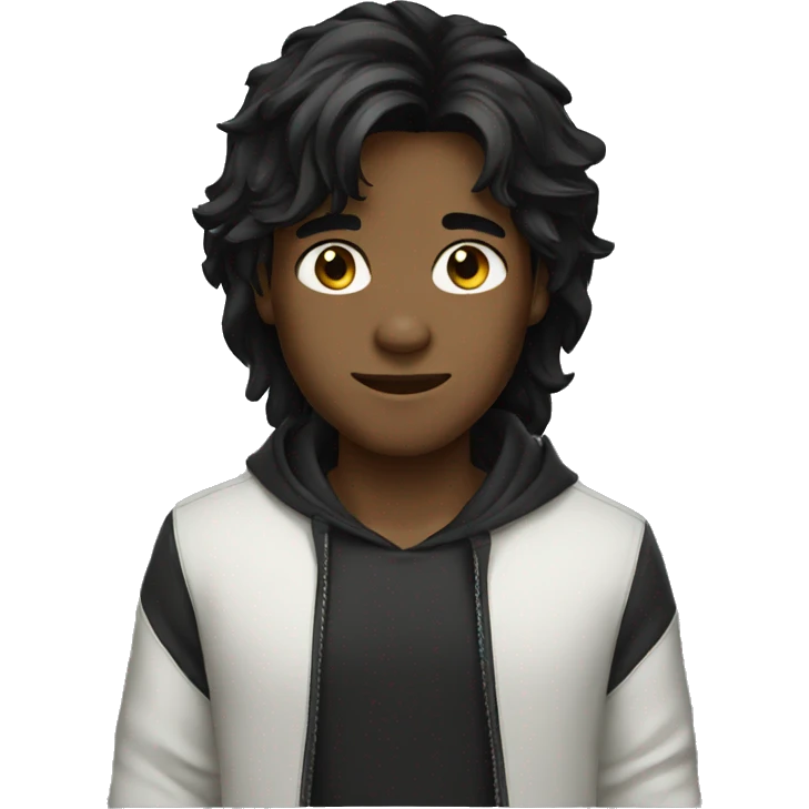 black long hair boy emoji