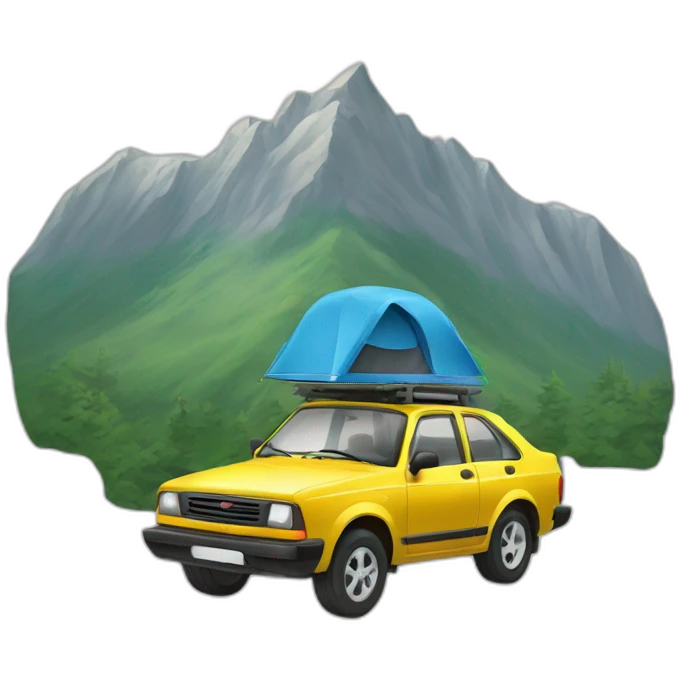 Une voiture sur une montagne emoji