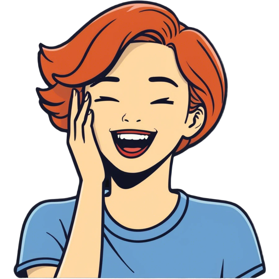 Woman holding her neck while laughing  emoji