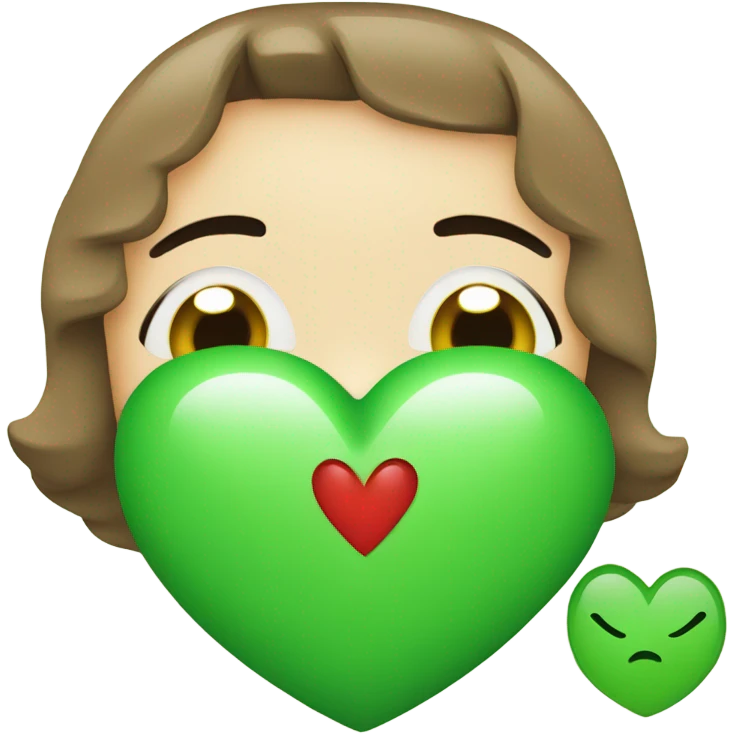 Kissing heart face with green heart emoji